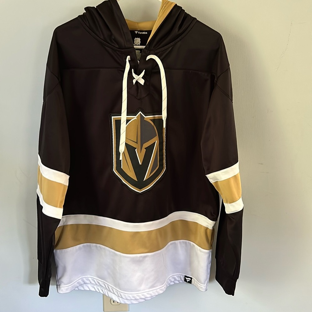 Men's Black and Gold Hockey Pullover Hoodie